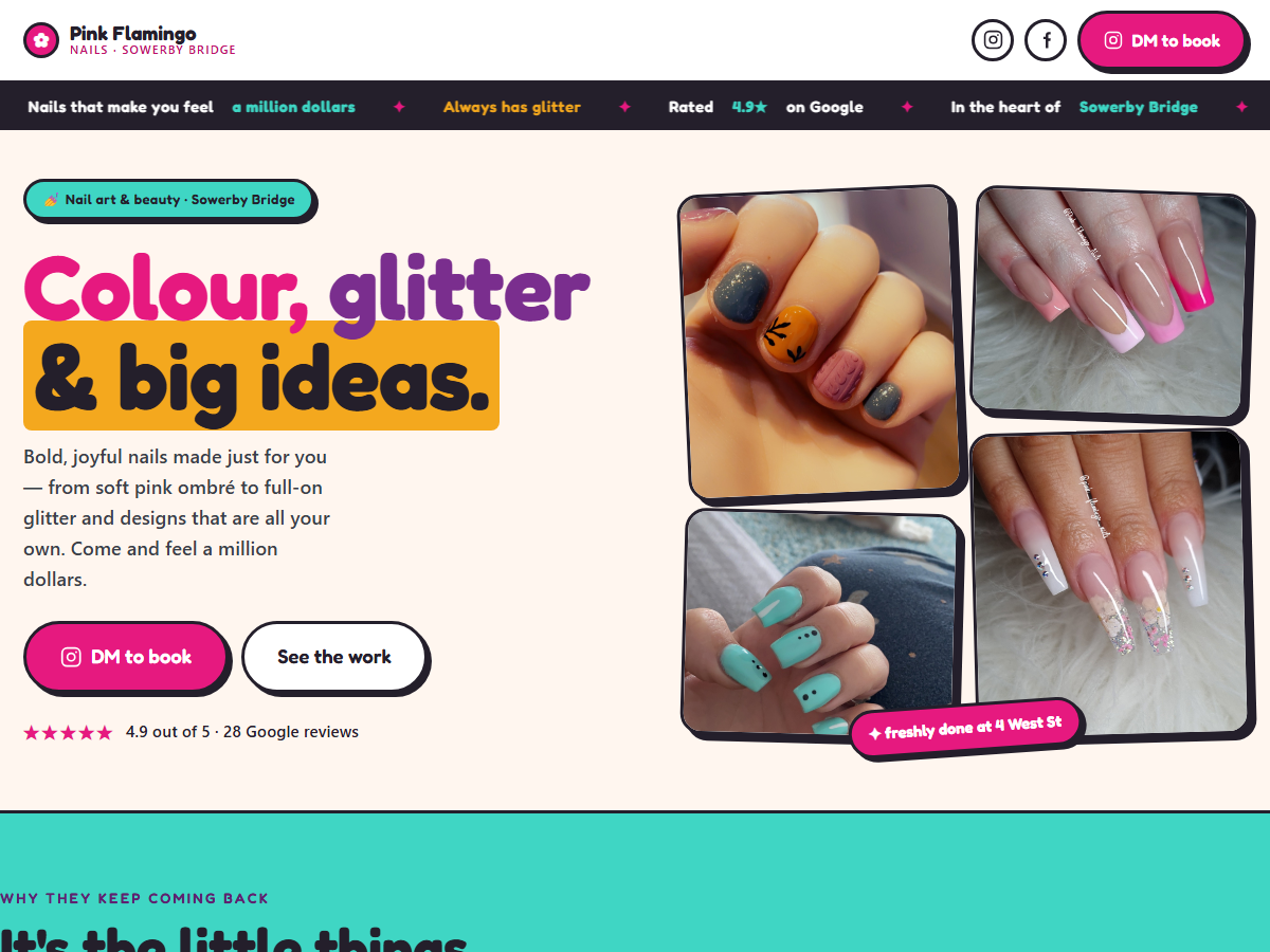 Pink Flamingo Nails website